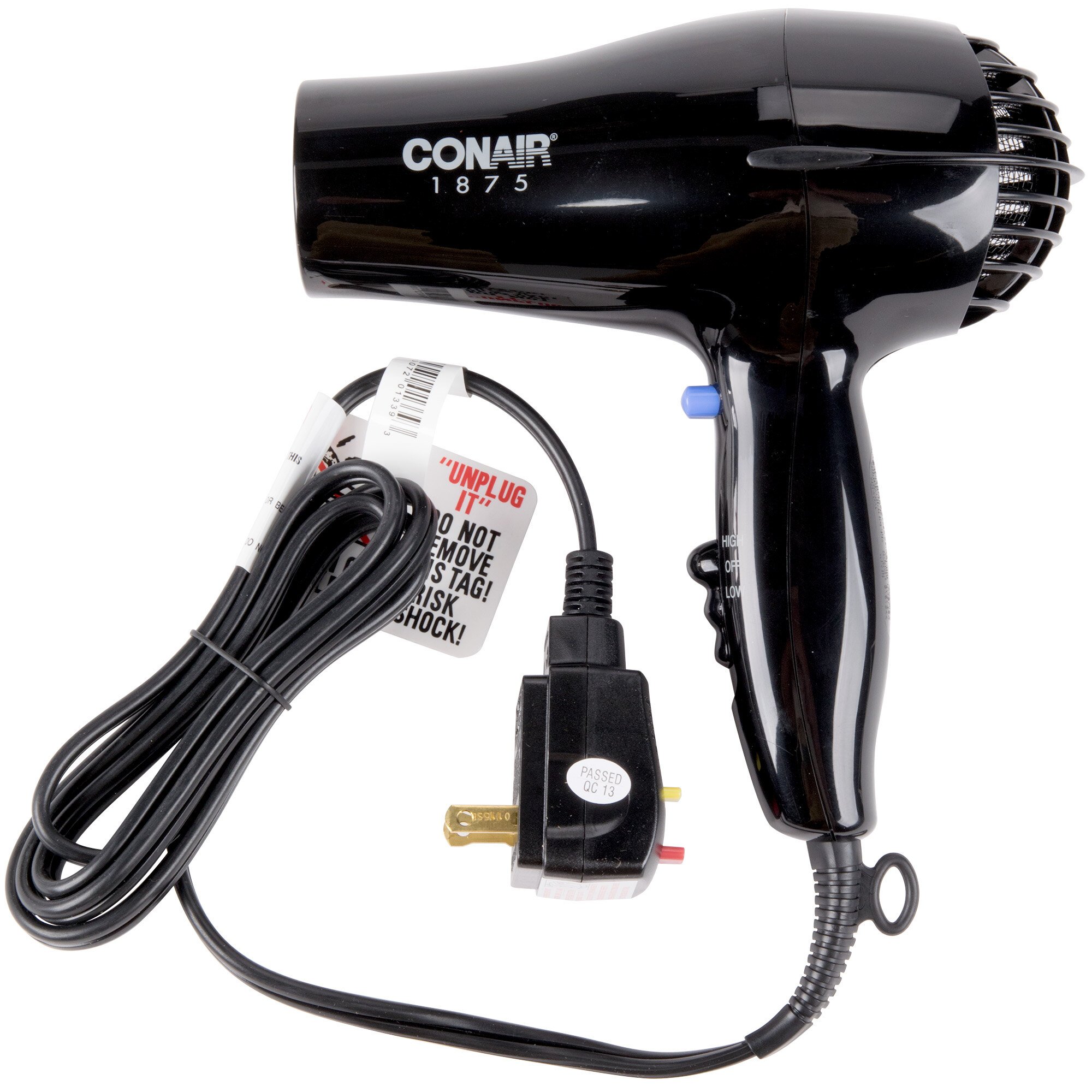 Conair 247BW Black Compact Hair Dryer 1875W
