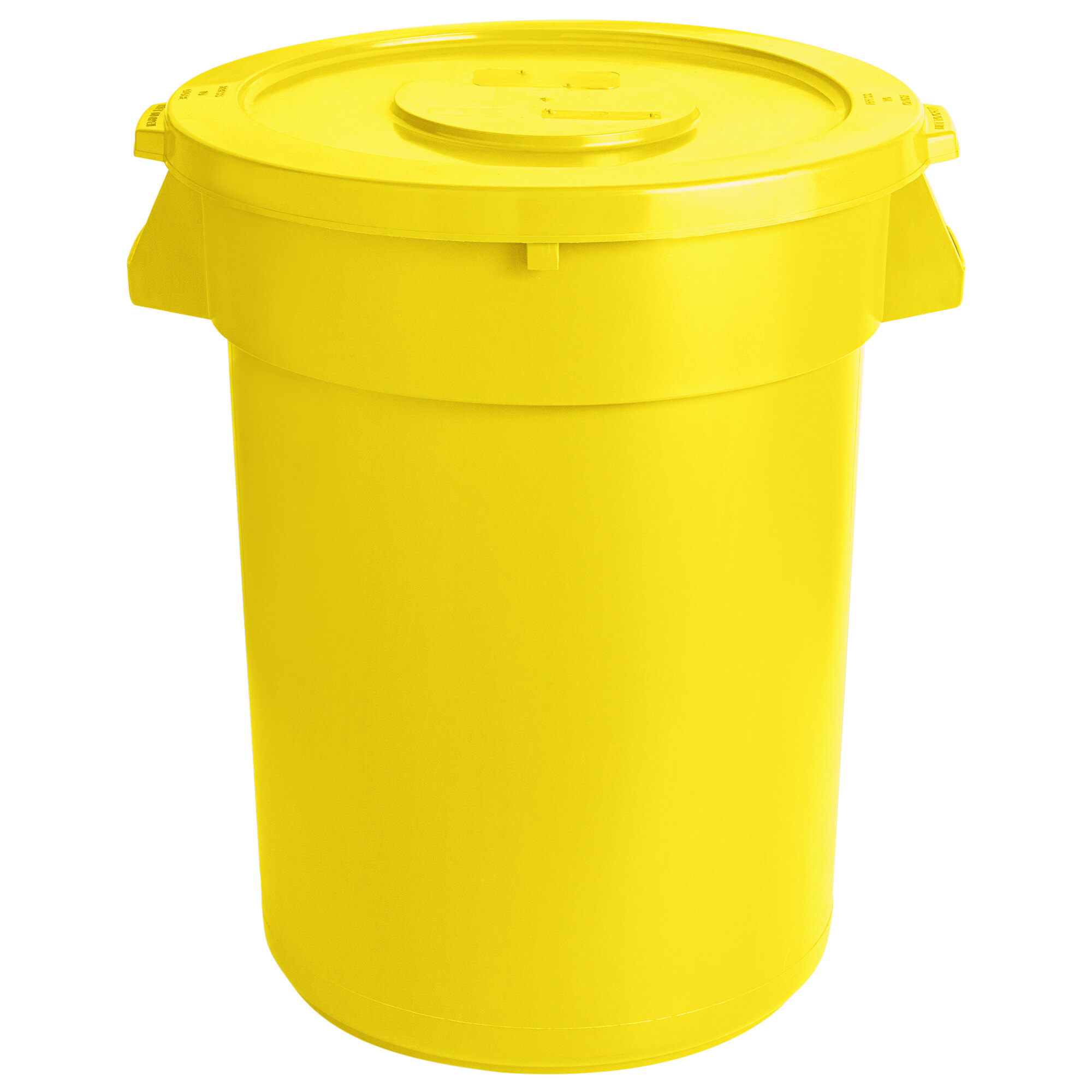 32 Gallon / 510 Cup Yellow Round Ingredient Storage Bin with Lid
