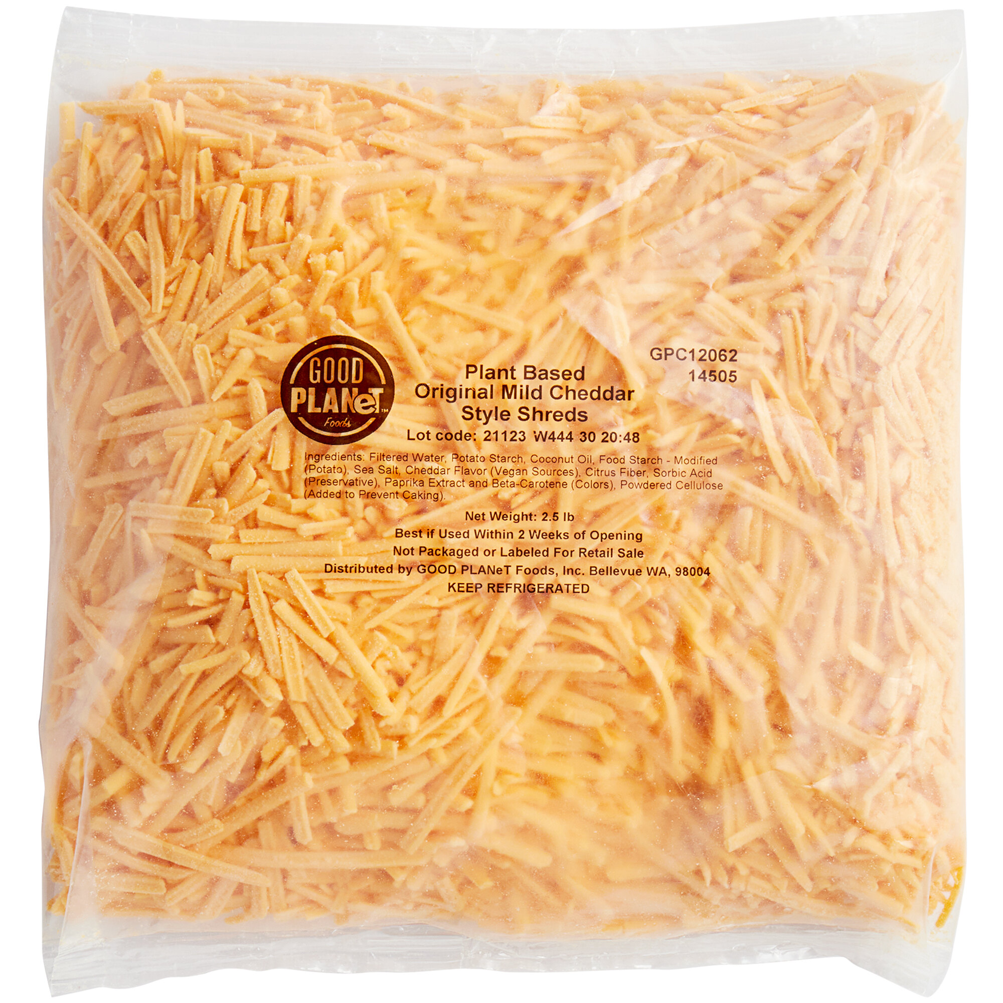 GOOD PlantBased Vegan Cheddar Cheese Shreds 2.5 lb.