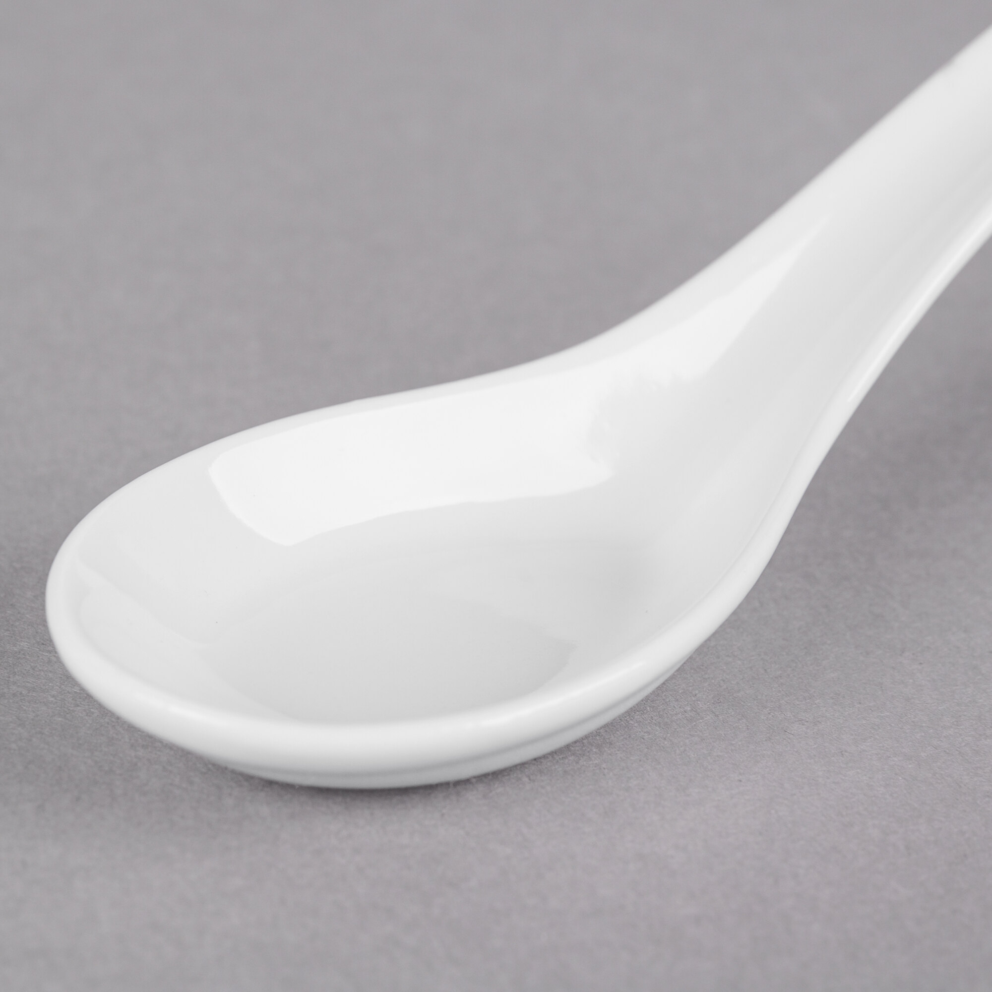 Core 0.6 oz. Bright White Ceramic Chinese Soup Spoon / Asian Wonton ...