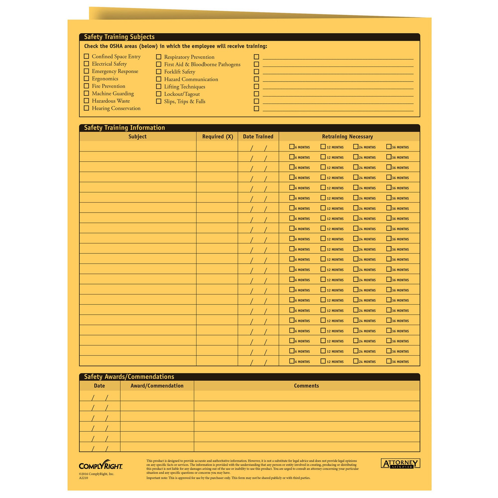 ComplyRight Confidential Employee Safety and Training Record Folder ...