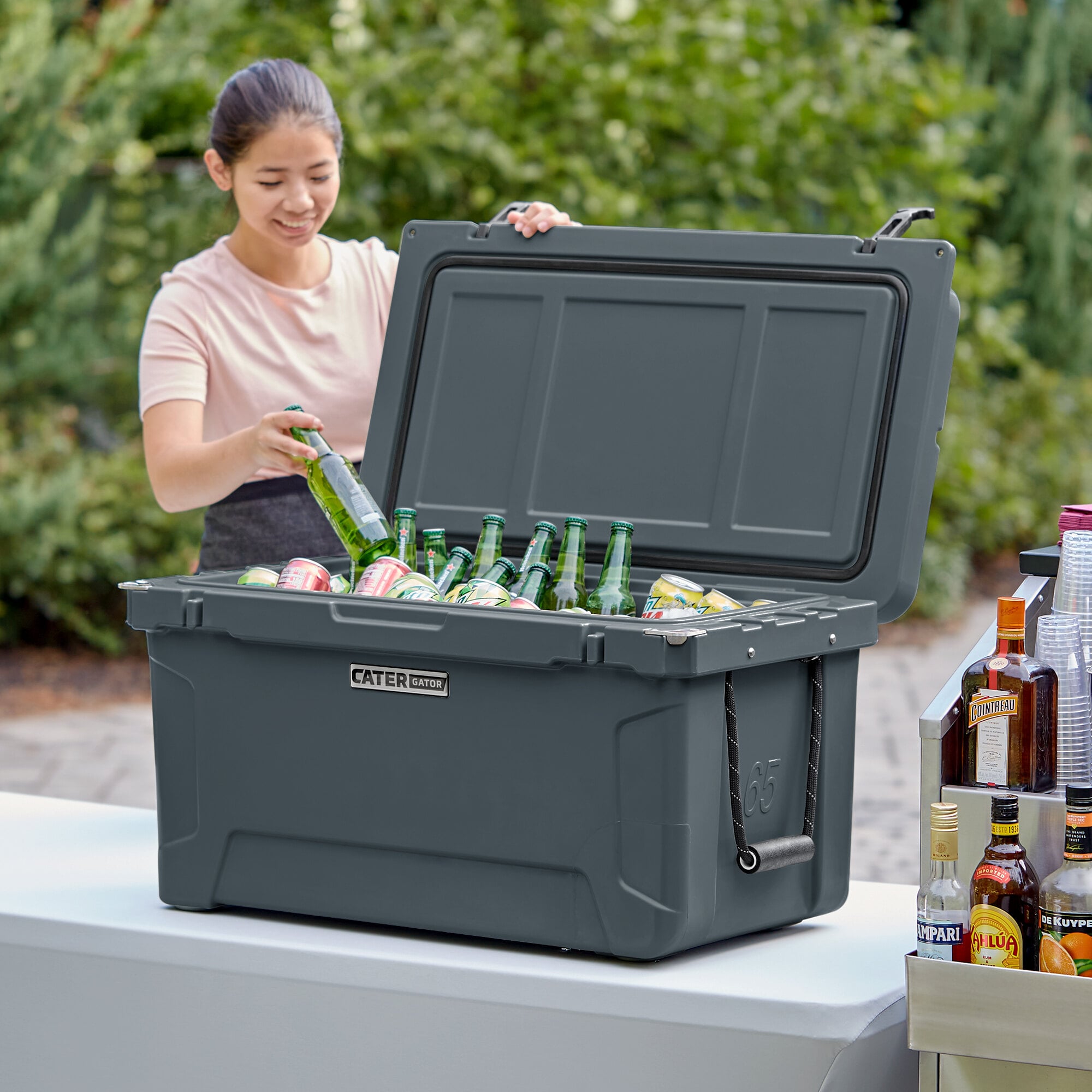 CaterGator CG65CHR Charcoal 65 Qt. Rotomolded Outdoor Cooler / Ice Chest