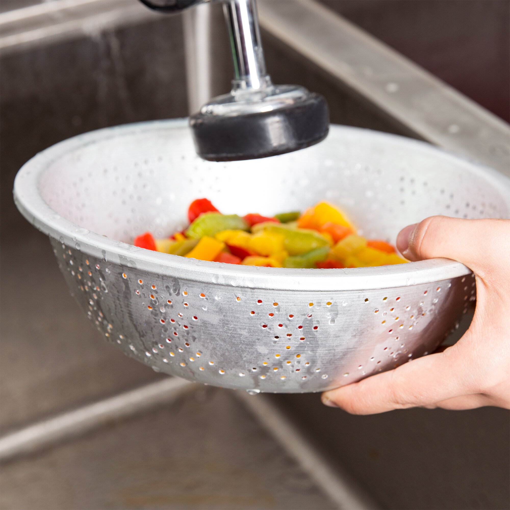 2.25 Qt. Aluminum Chinese Colander with Small Holes