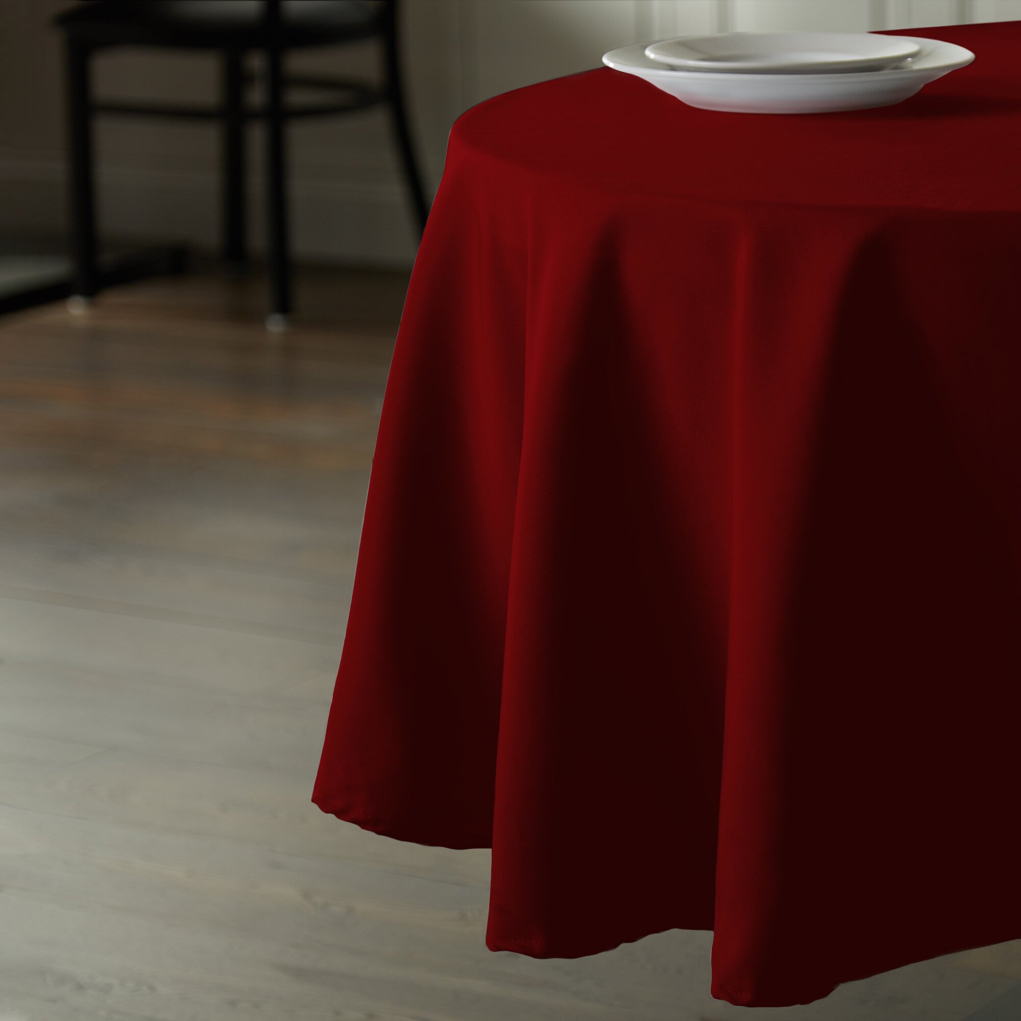 72" Round Burgundy 100 Polyester Hemmed Cloth Table Cover