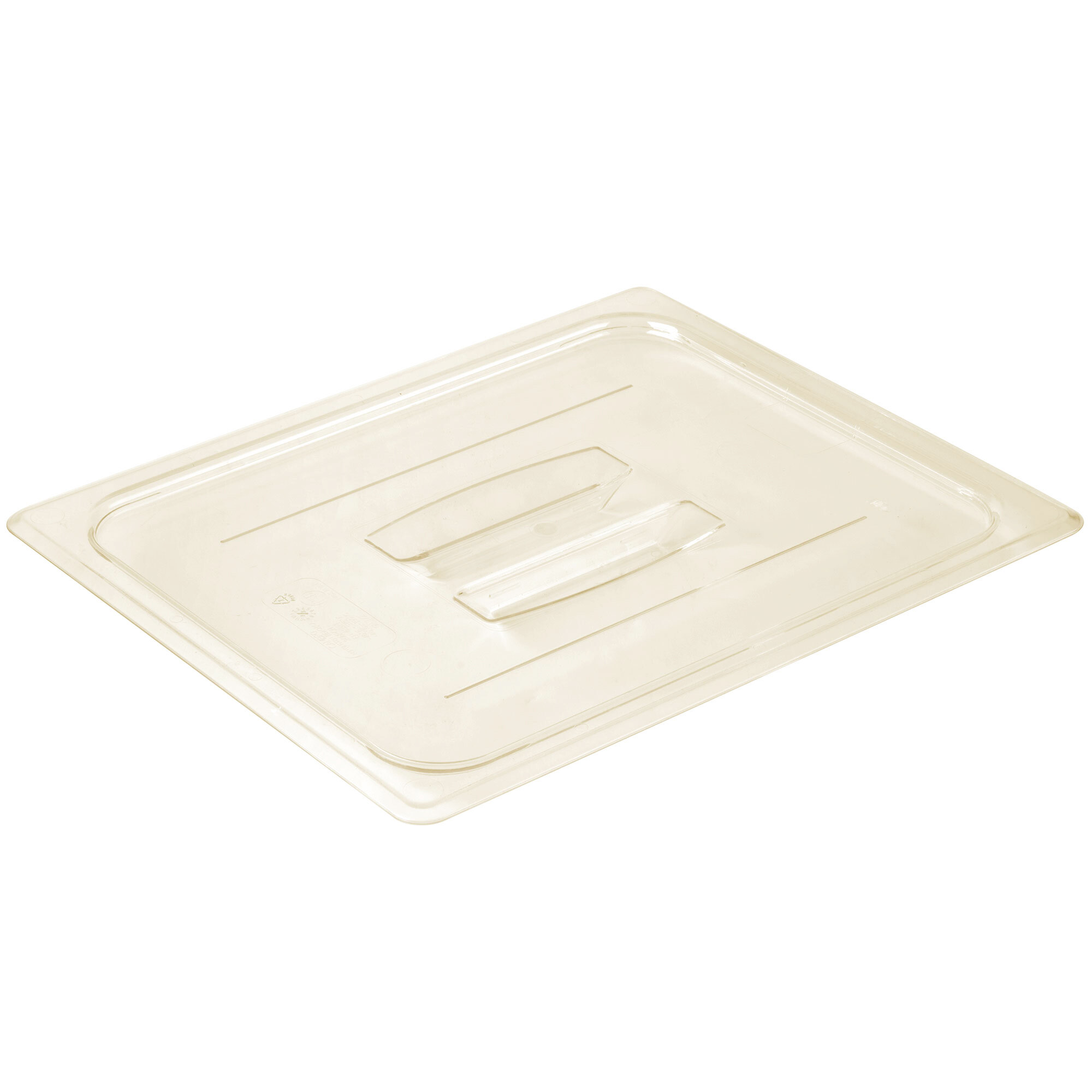 Cambro 20HPCH150 H-Pan™ 1/2 Size Amber High Heat Handled Flat Lid