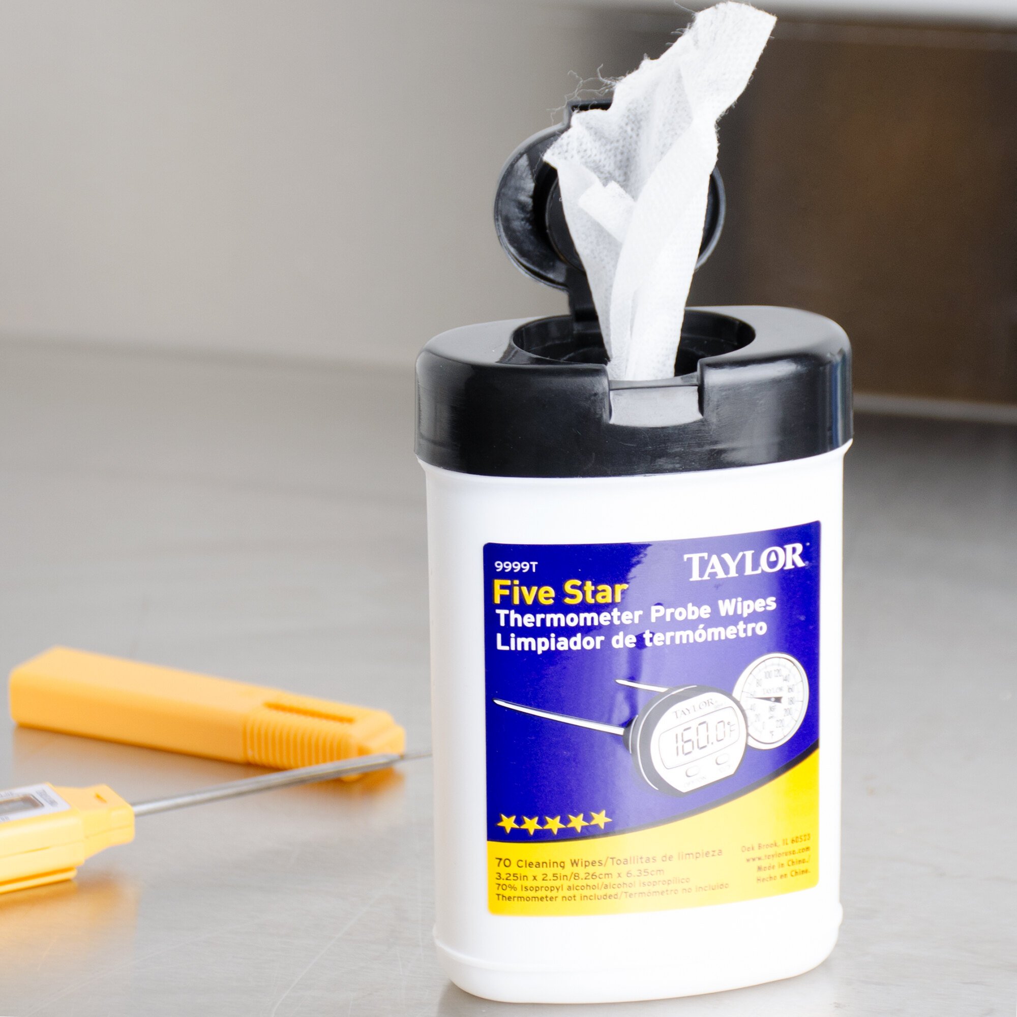 Taylor 9999T AntiBacterial Thermometer Probe Wipes 70/Pack