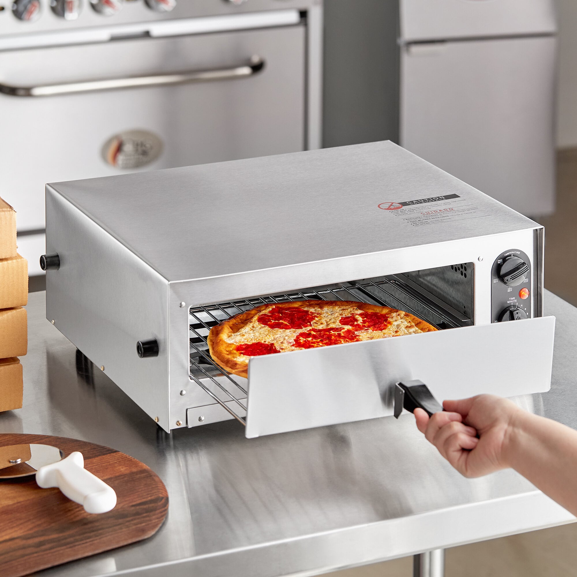 Carnival King CPO12TS Stainless Steel Countertop Pizza / Snack Oven with Adjustable Thermostatic Control - 120V, 1450W