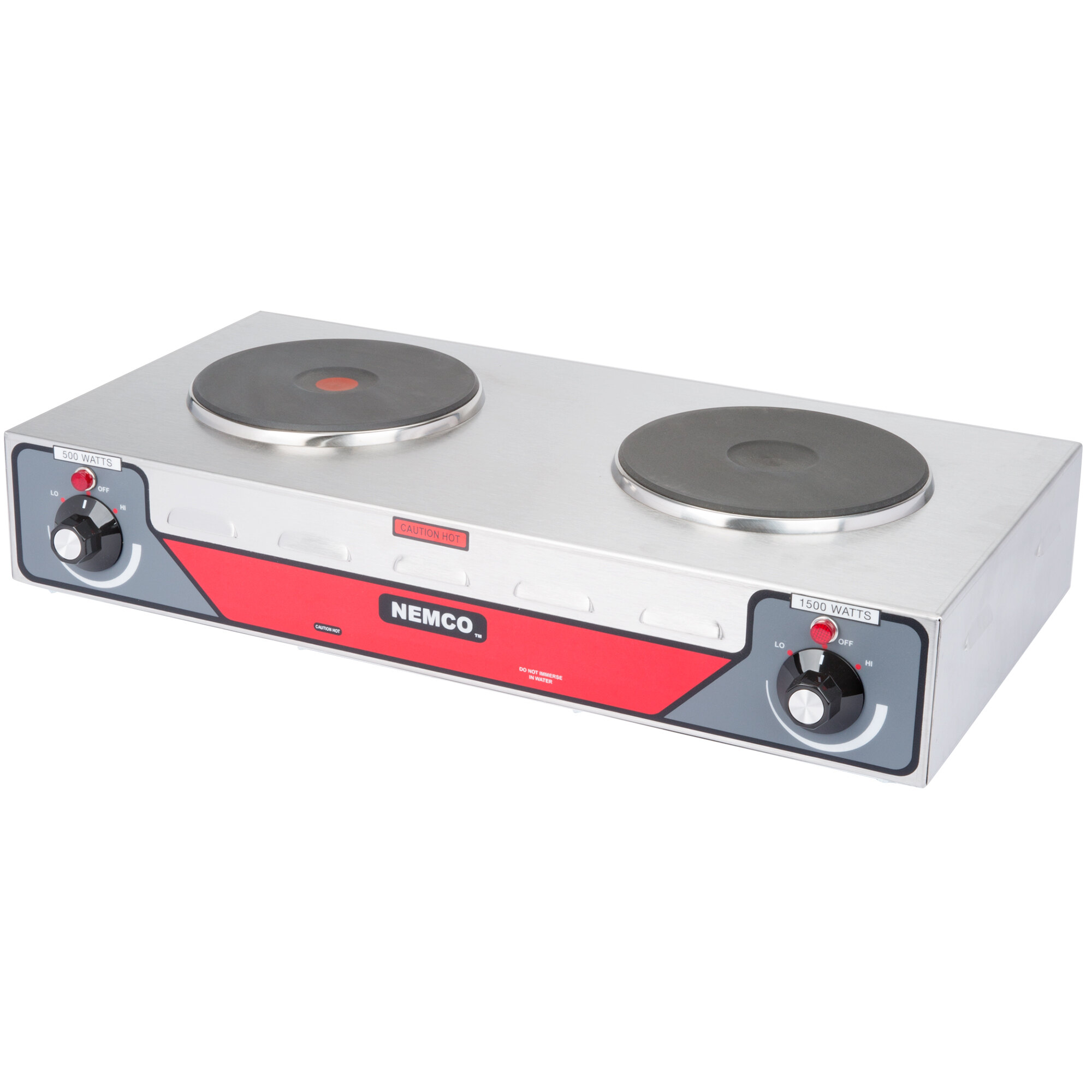 Nemco 63102 Electric Countertop Horizontal Hot Plate with 2 Solid