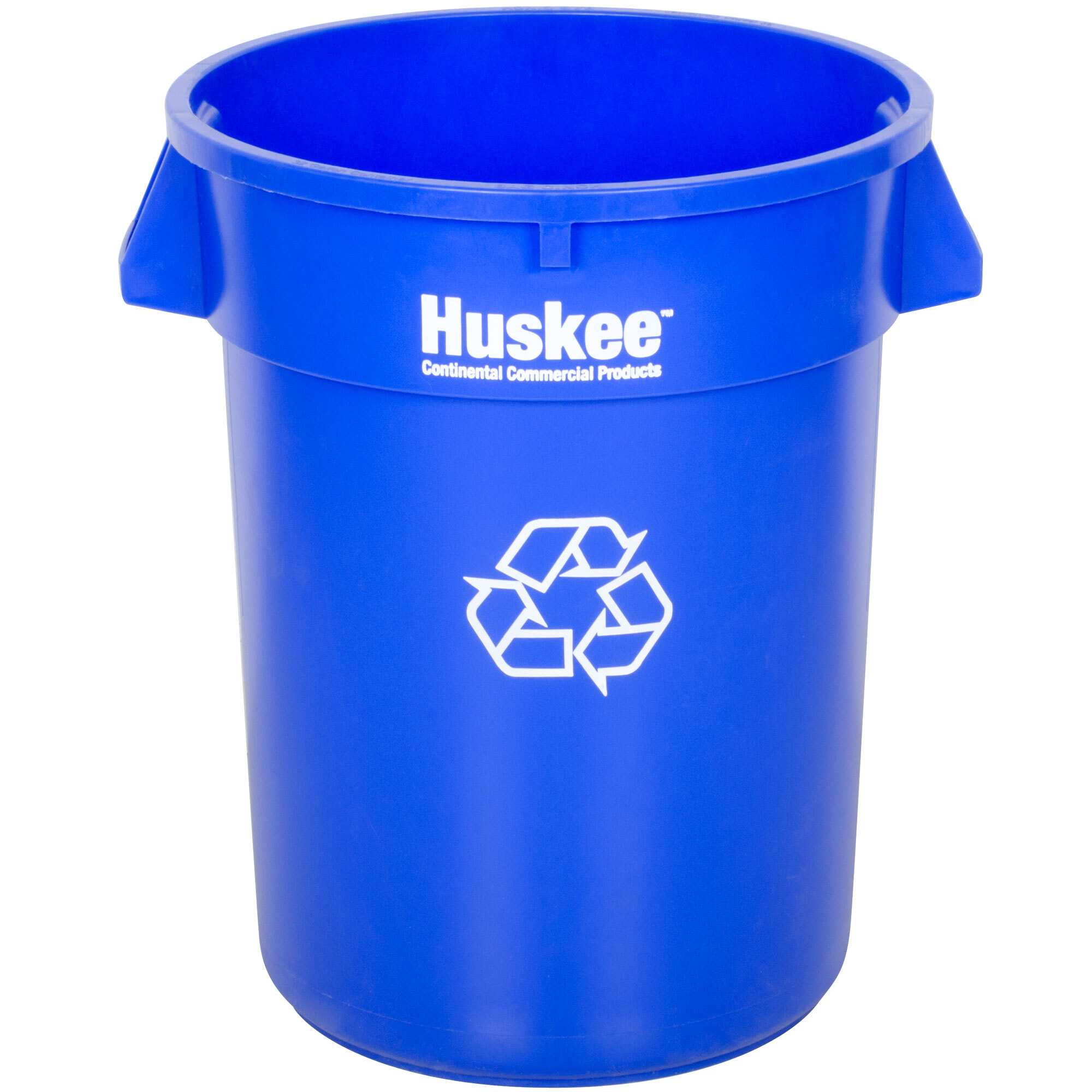 Continental Huskee Recycle Container - 32-Gallon, Blue, Round Industrial Trash Can With Lid & Bag Cinch - View #6