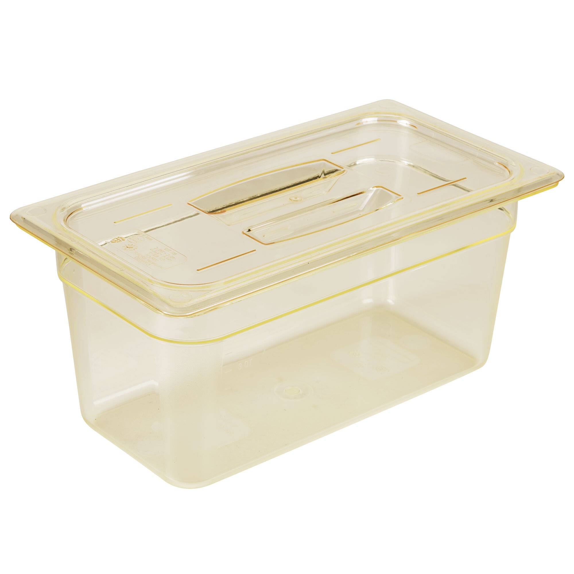 Cambro 30HPCH150 H-Pan™ 1/3 Size Amber High Heat Handled Flat Lid