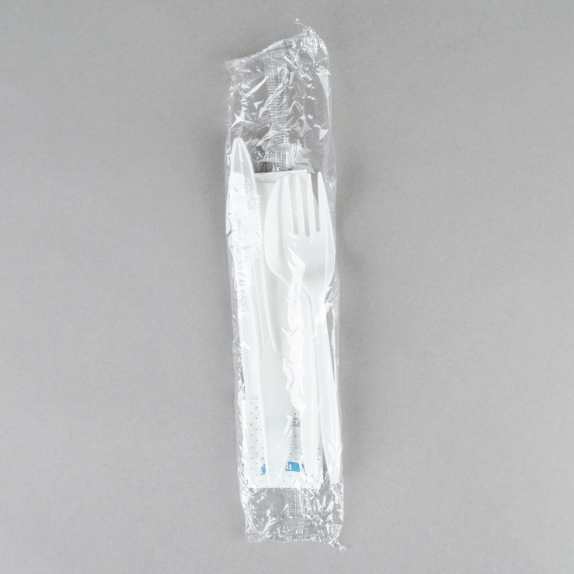 Choice White Medium Weight Wrapped Plastic Cutlery Pack with Napkin and