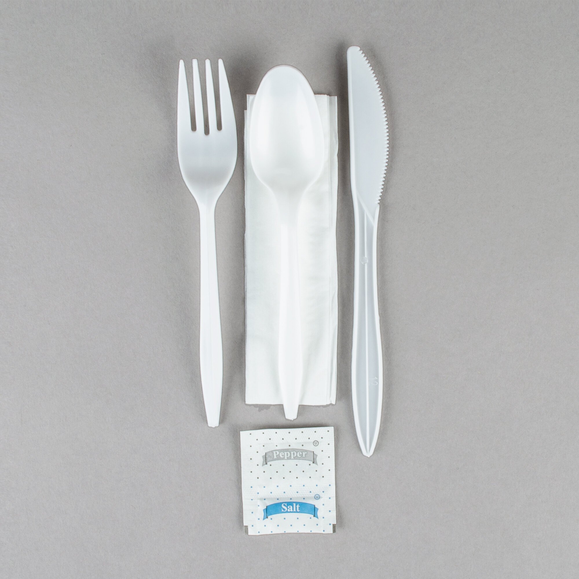 Choice White Medium Weight Wrapped Plastic Cutlery Pack with Napkin and