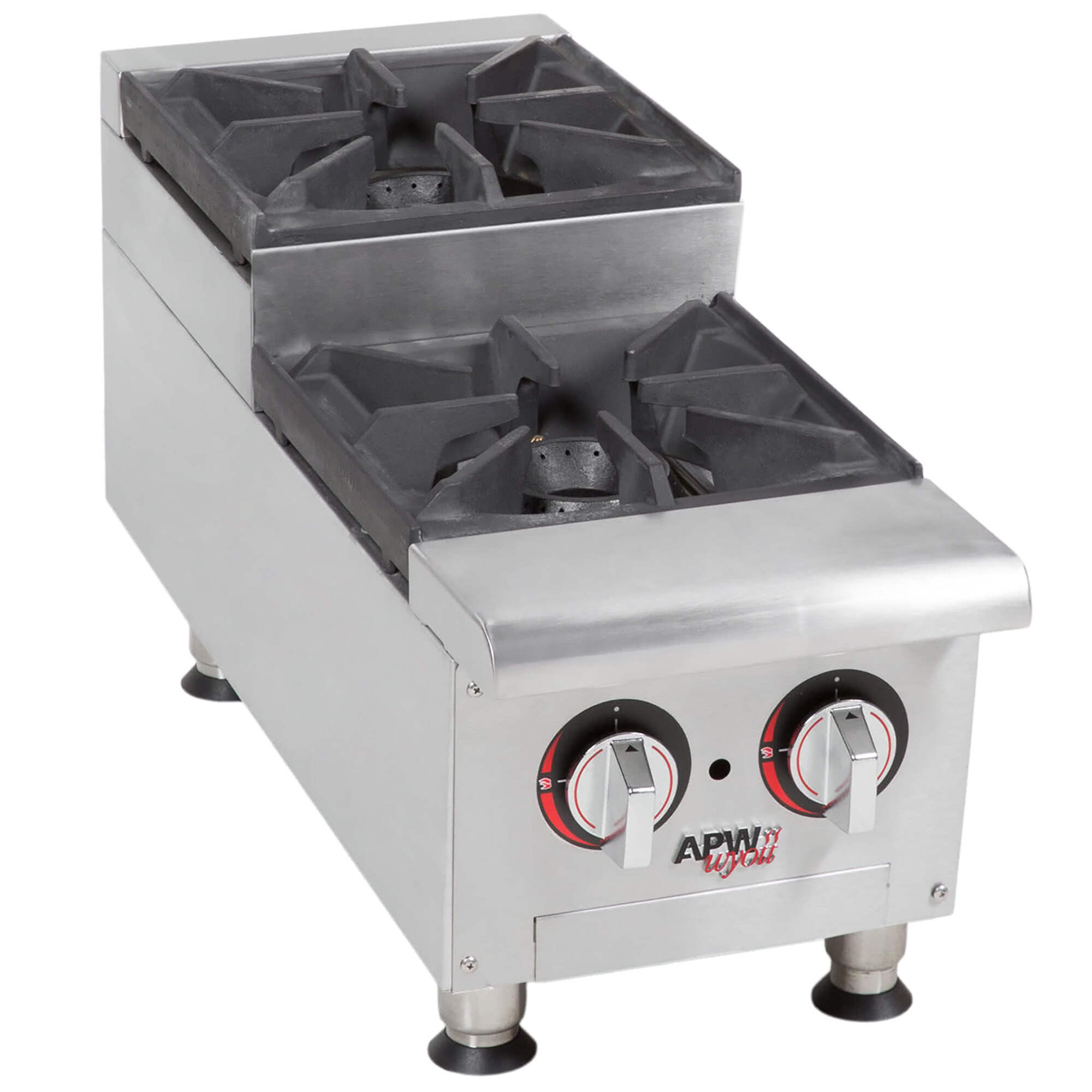 APW Wyott HHPS212 Natural Gas Heavy Duty 2 Burner StepUp Countertop 12" Range / Hot Plate