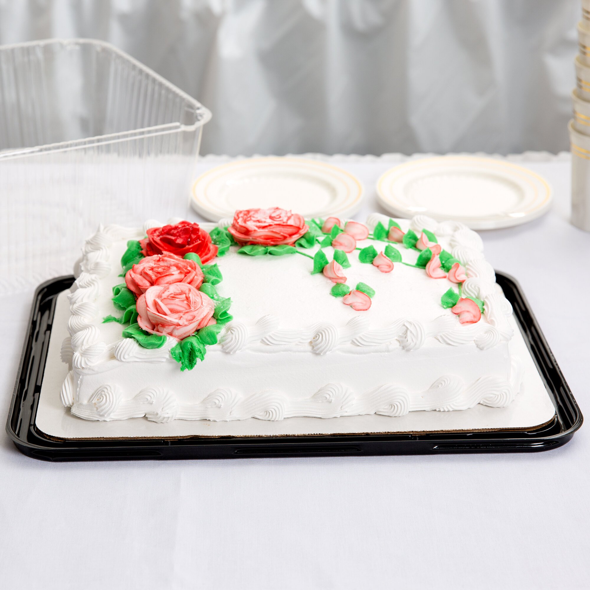 D&W Fine Pack G851 1/4 Size 23 Layer Sheet Cake Display Container with Clear Dome Lid 10/Pack