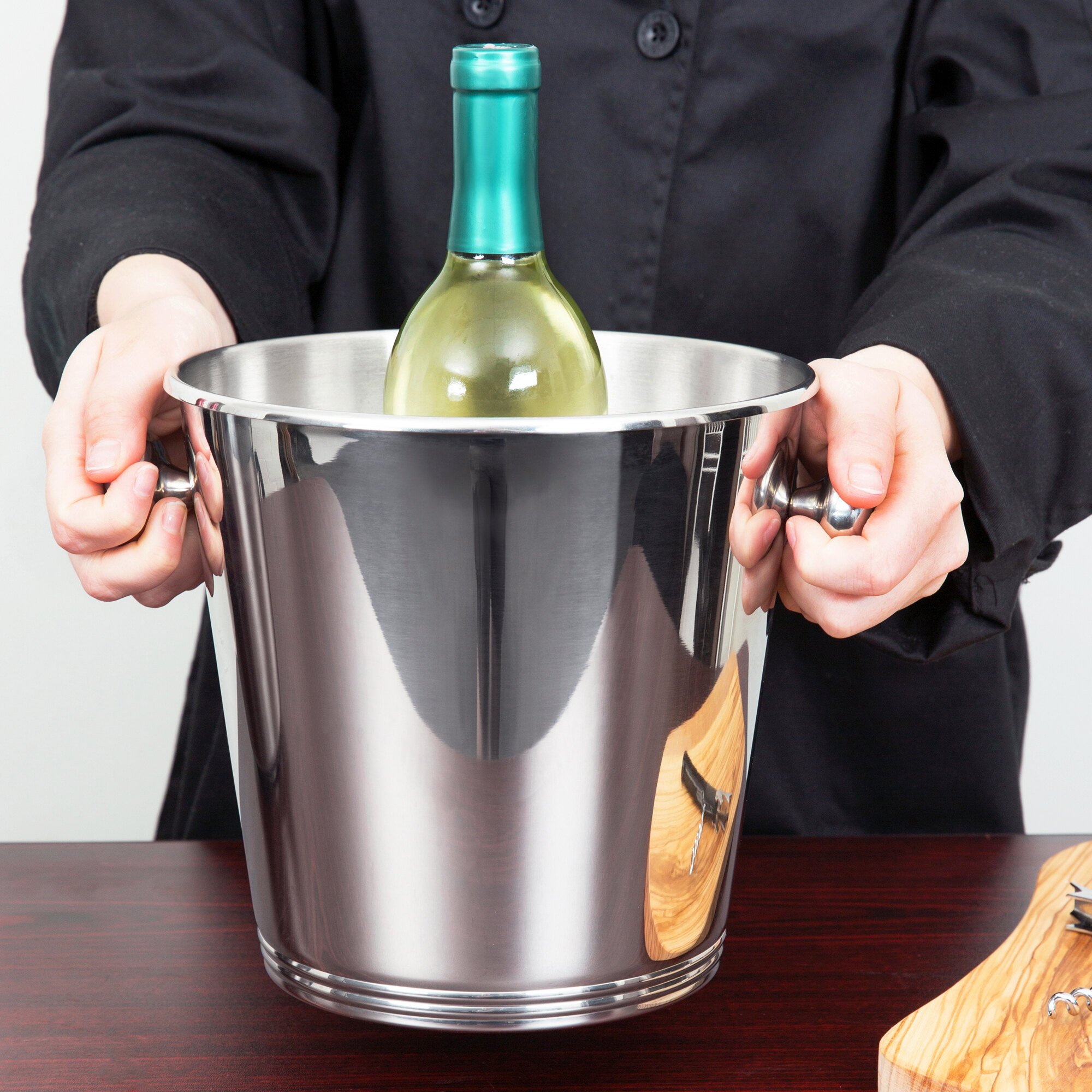 Vollrath 47620 4 Qt. Stainless Steel Wine Bucket with Handles