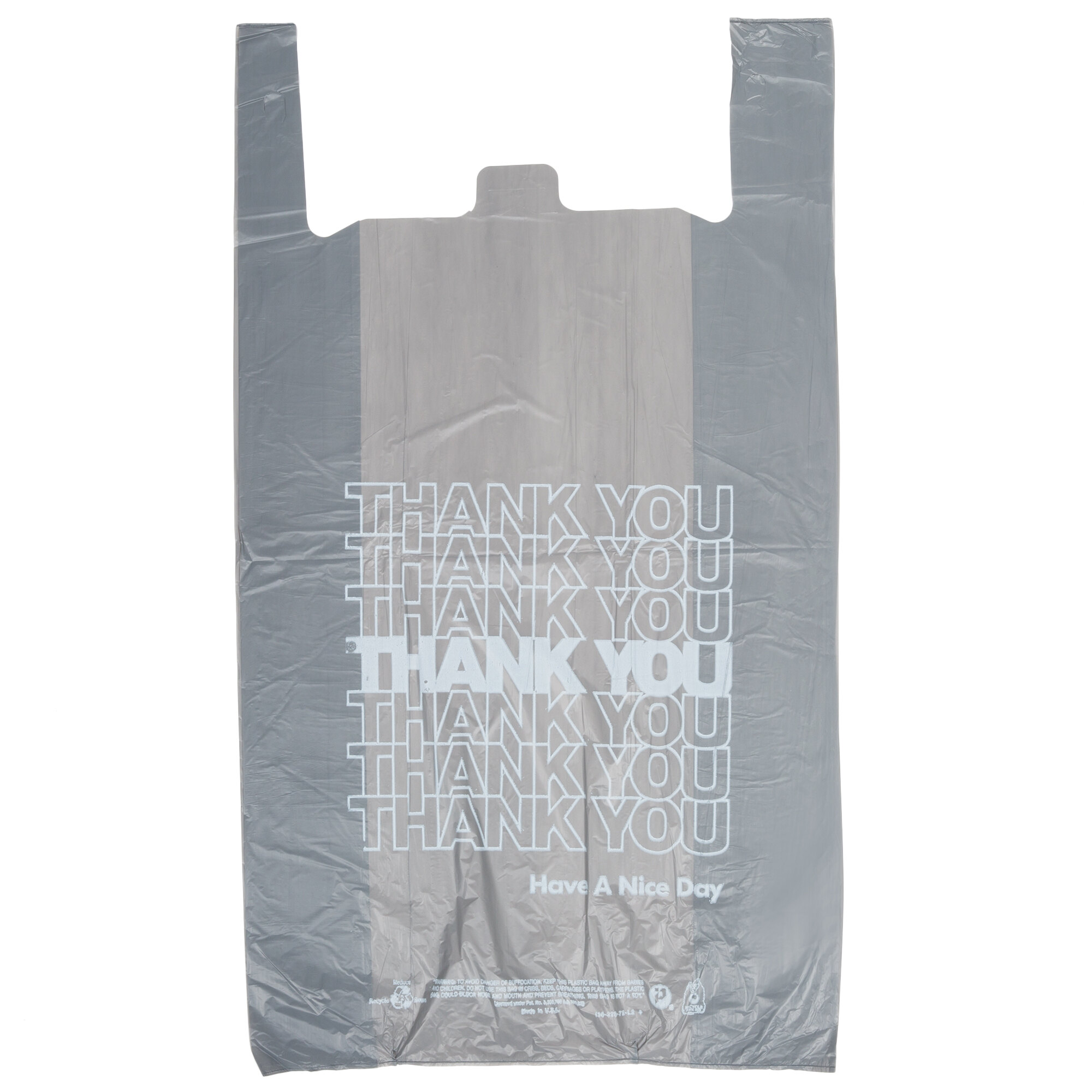 18" x 8" x 32" Extra Large Gray TShirt "Thank You" Bag 450/Case