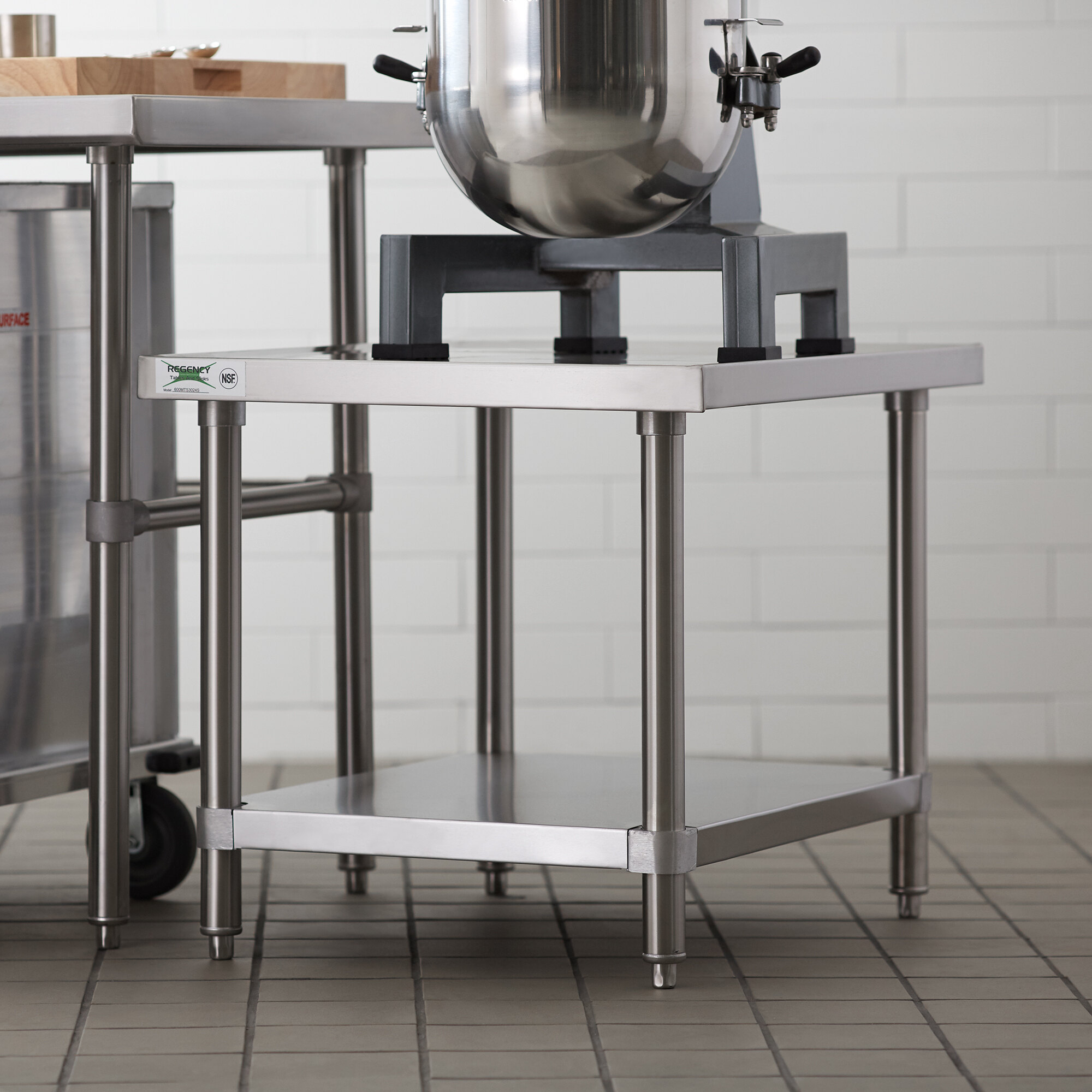 Regency 30" x 24" 16Gauge Stainless Steel Mixer Table with Undershelf