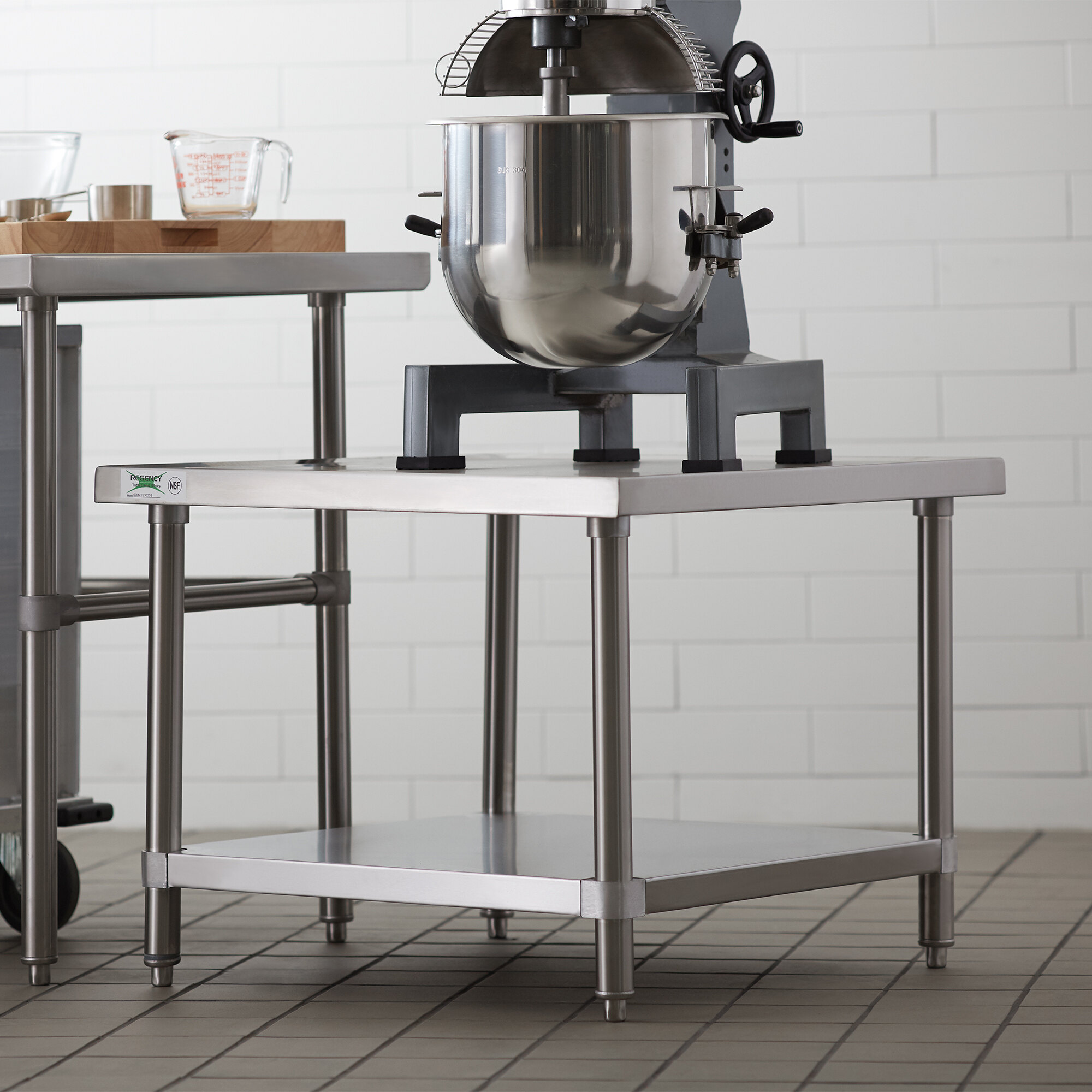 Regency 30" x 30" 16Gauge Stainless Steel Mixer Table with Undershelf