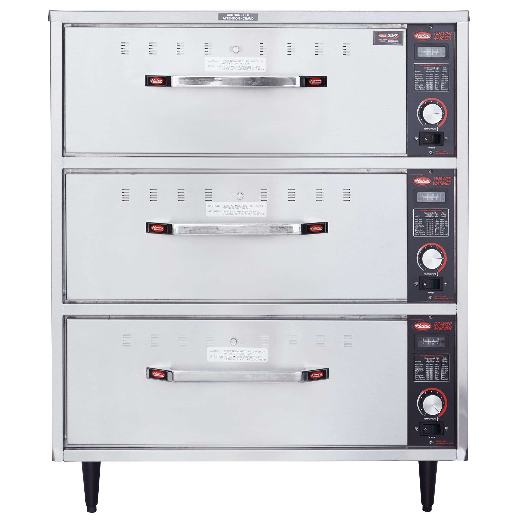 Hatco HDW3 Freestanding Three Drawer Warmer 120V, 1350W