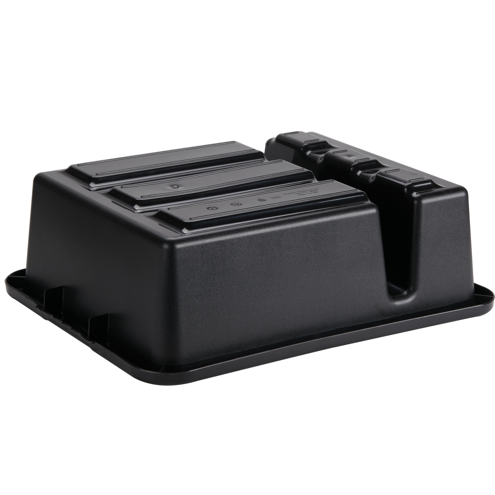 Black 21" x 17" x 7" Polyethylene Plastic Divided Bus Tub