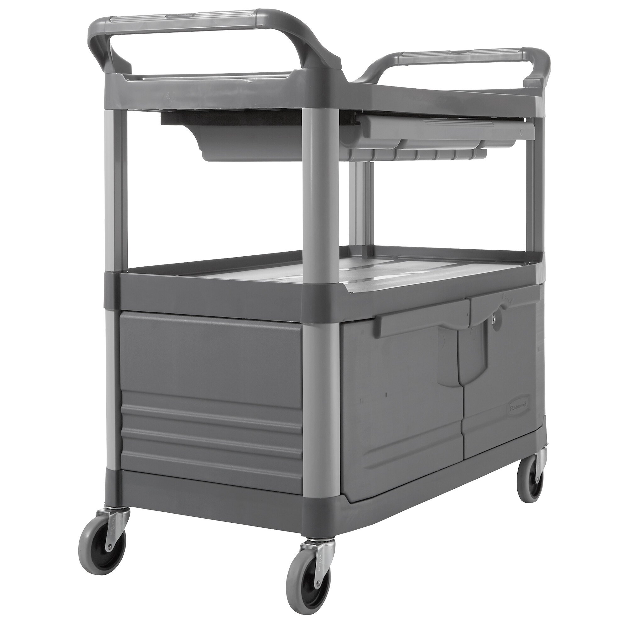 Rubbermaid FG409400GRAY Xtra Gray 300 lb. Instrument Cart with Lockable