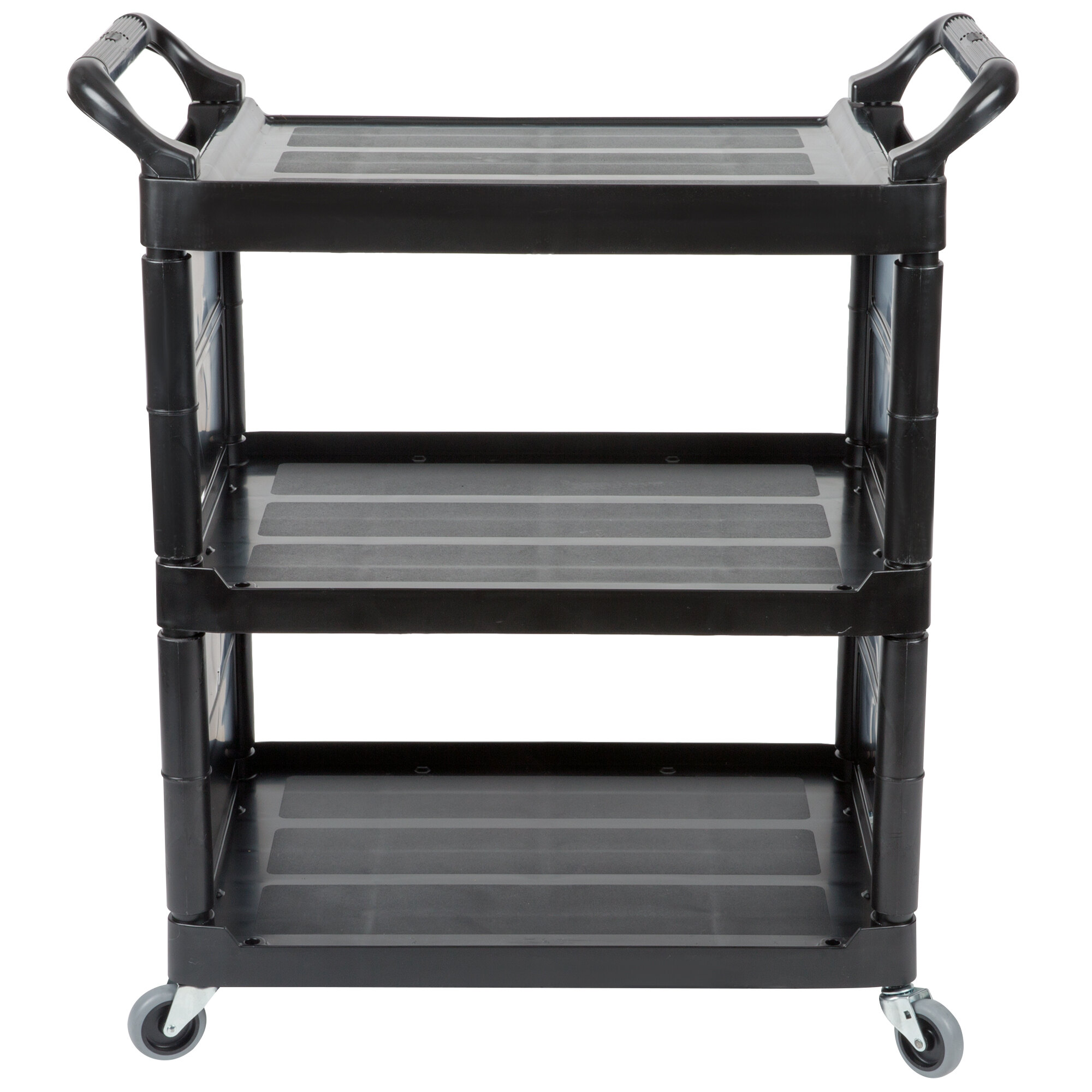 Rubbermaid FG342100BLA Black Bussing Cart with End Panels