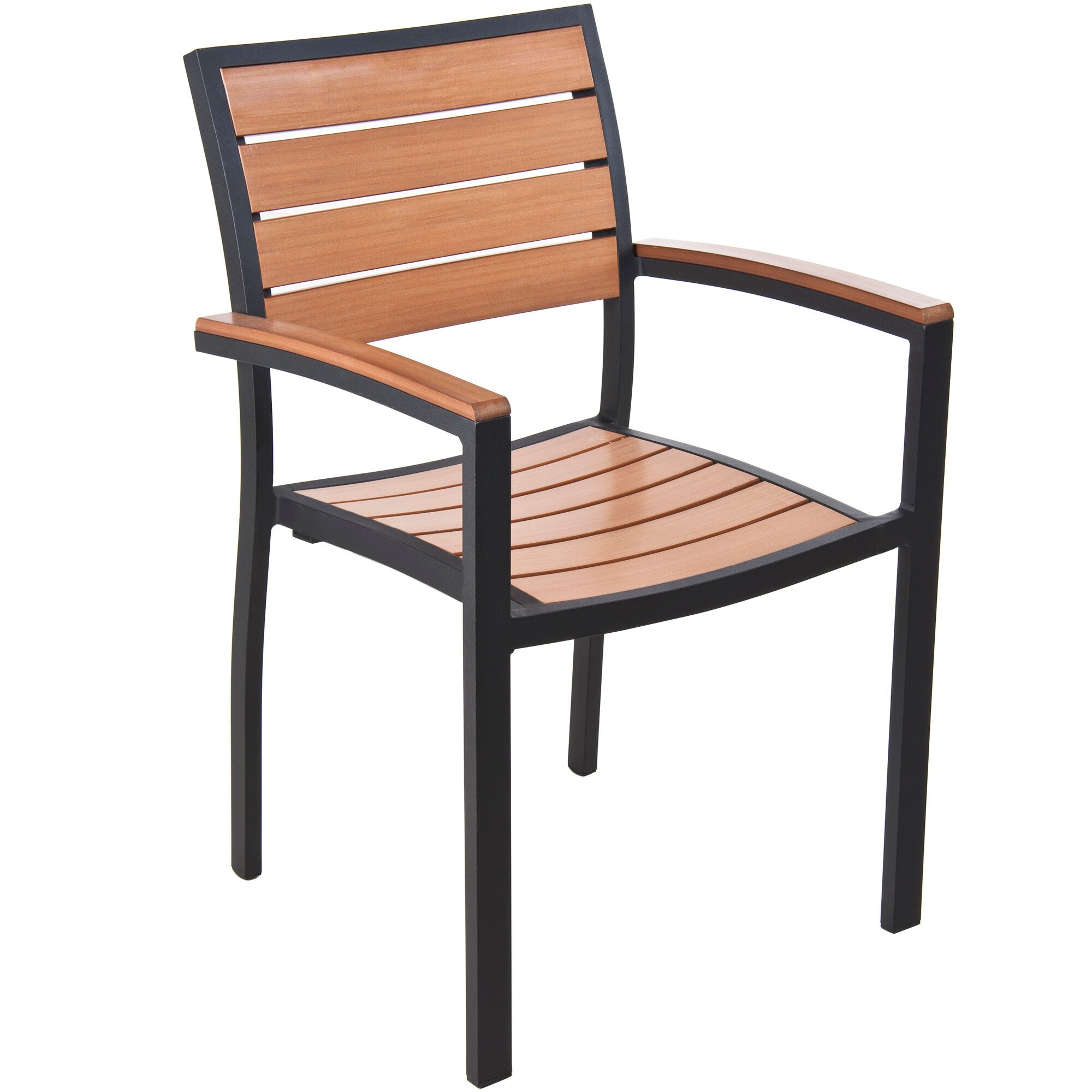 BFM Seating PH101CTKBL Largo Outdoor / Indoor Stackable Synthetic Teak