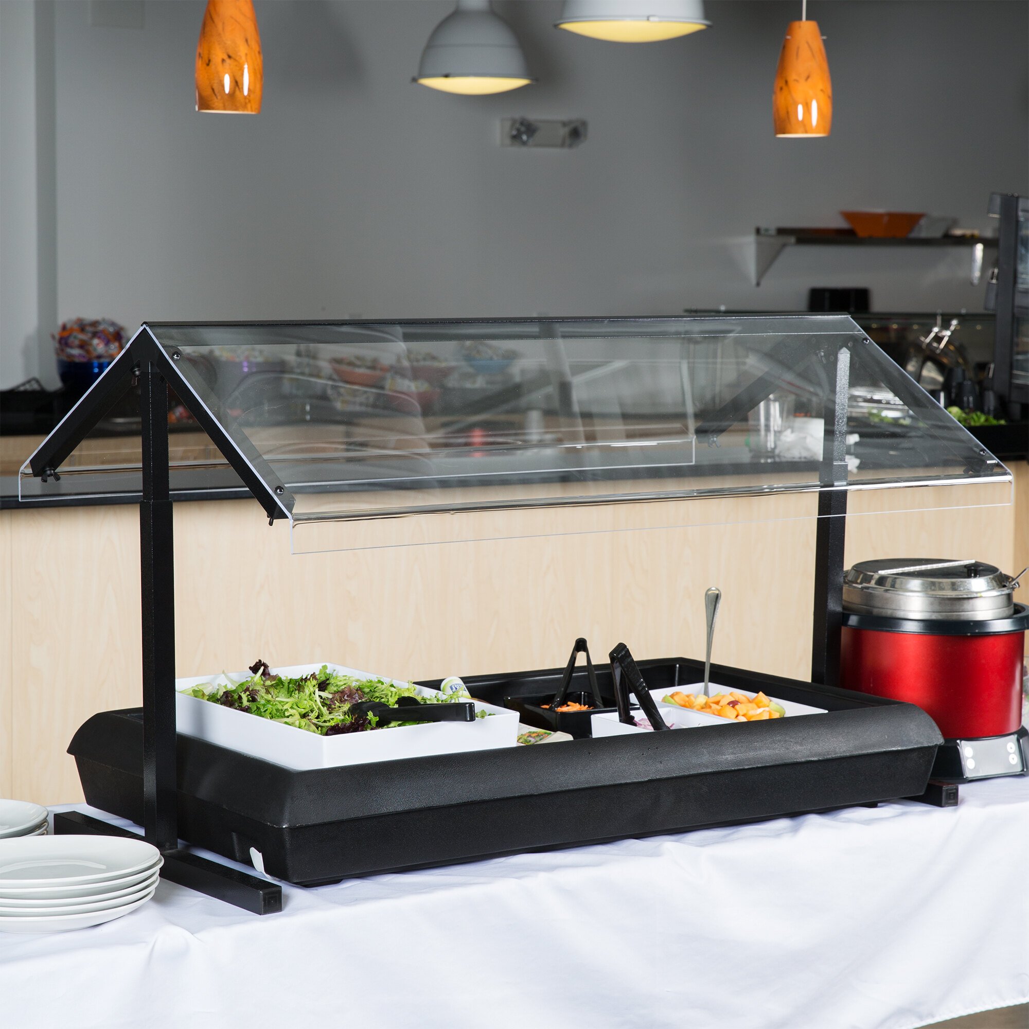 Carlisle 972003 48" x 29 1/8" Black Adjustable Double Sneeze Guard for