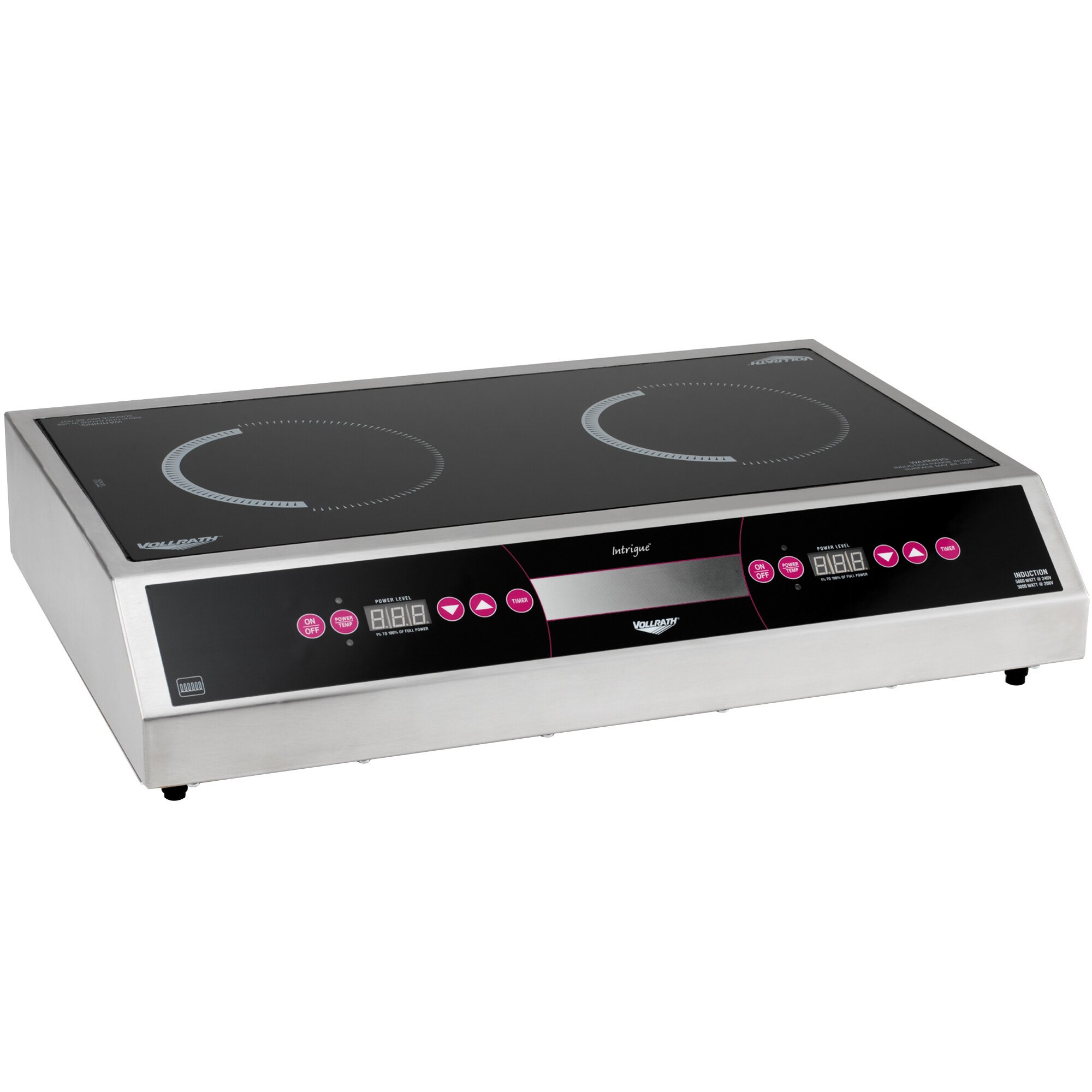 Vollrath 69523 Professional Series Dual Hob Side by Side Countertop Induction Cooker Range 208/240V