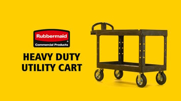 Rubbermaid FG452589BLA Black Medium Flat HD Two Shelf Heavy Duty Utility  Cart with Extended Handle