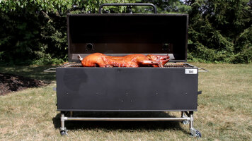 NEW 60 Charcoal / Wood Pig Cooker Smoker Grill with Adjustable Grates and  Dome