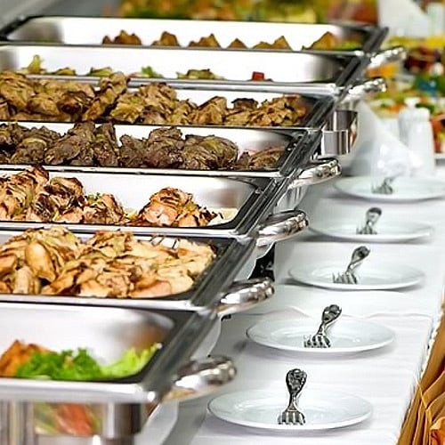 chafing dishes with food