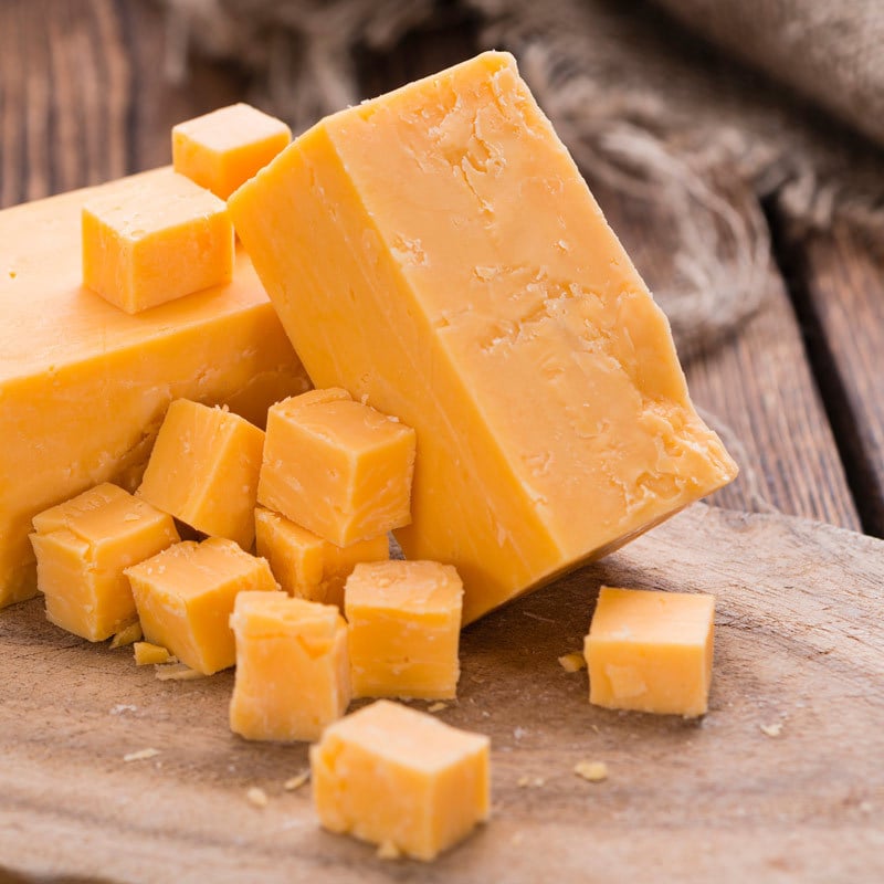 cheddar cheese blocks and cubes