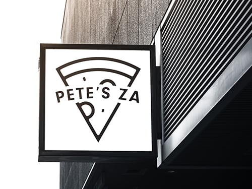 pizza shop sign stating Pete's Za