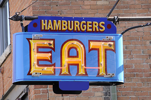 sign stating Hamburgers Eat