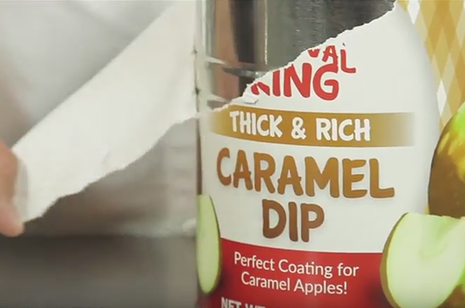 label ripping off of caramel dip before making caramel apples
