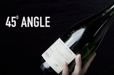 champagne bottle at 45-degree angle