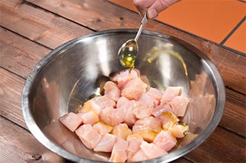 coating chicken in olive oil