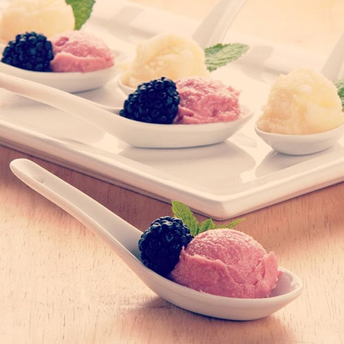 spoonful of sorbet and blackberry