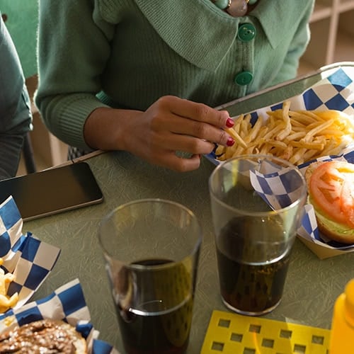 eating at a restaurant