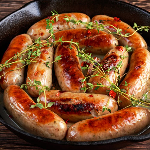 Knockwurst Cooking in Pan