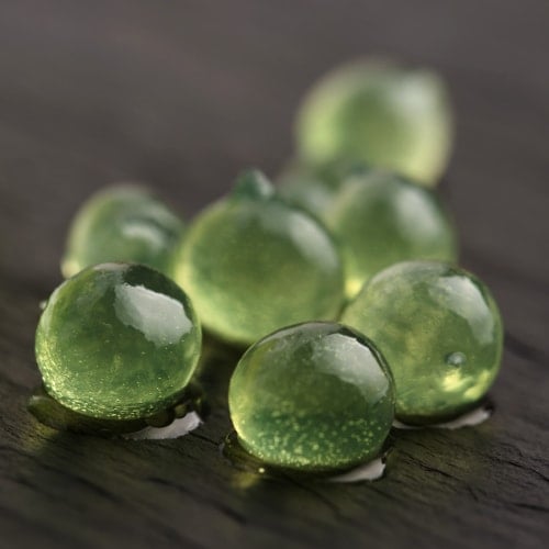 squishy spheres made from molecular gastronomy technique spherification