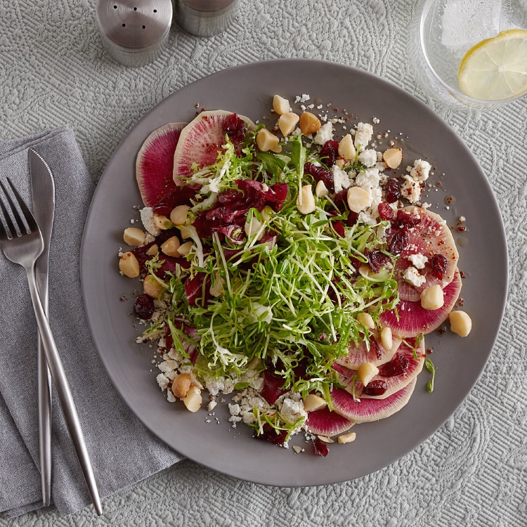 Winter Salad with Frisee, Radicchio, Celery and Watermelon Radishes