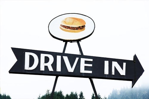 Classic Drive In Sign with Arrow