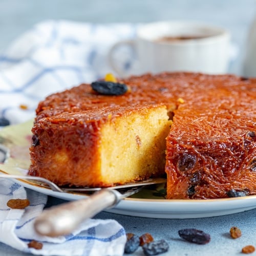  A plate with kugel and a slice taken out.