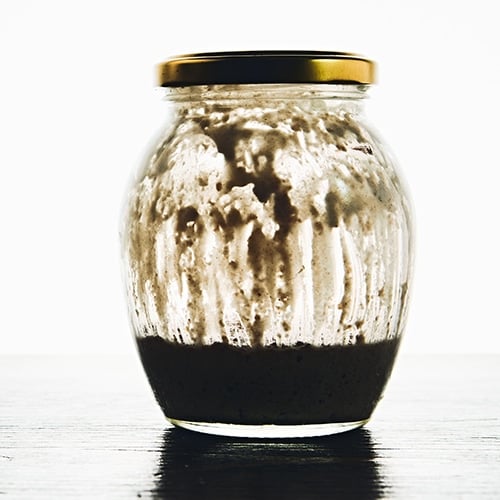 Expired sourdough starter in jar