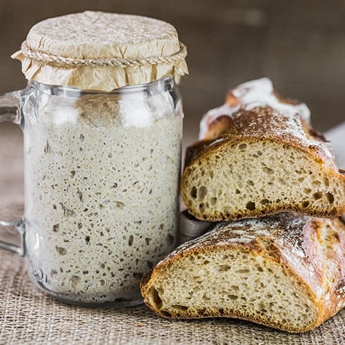 Sourdough starter in jar