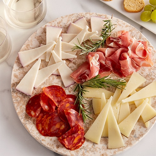 Platter of meats and cheeses