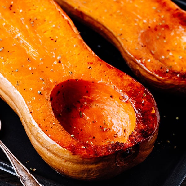 cooked butternut squash on a plate