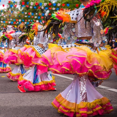 colorful smiling mask of masskara festival bacolod city philippines